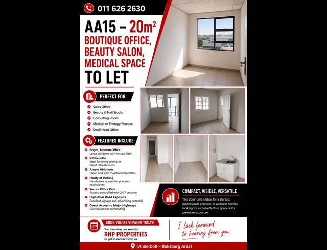 Office property to rent in ANDERBOLT